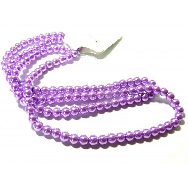 1 fil d'environ 210 perles de verre rondes nacre vieux violet 4mm ref HB15 - Photo n°1