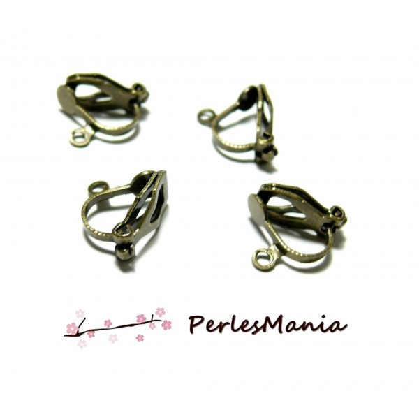 H109 PAX 20 Supports de Boucle d'oreille clip avec attache metal couleur Bronze H109 - Photo n°1