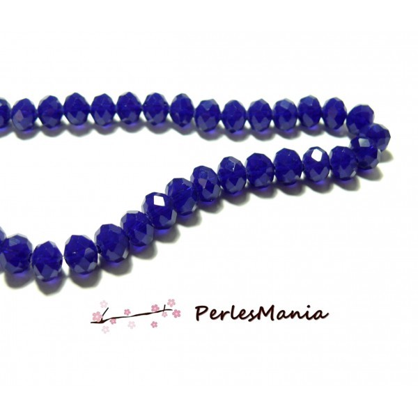 1 fil d'environ 70 perles Rondelles 8 par 6mm Verre facettée bleu nuit translucide couleur 22 - Photo n°1