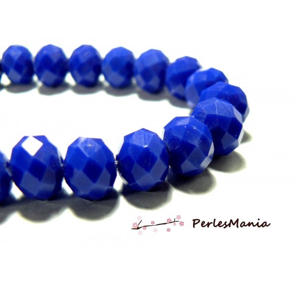 131121115005 1 fil d'environ 70 perles Rondelles 8 par 6mm Verre facettée bleu électrique - Photo n°1