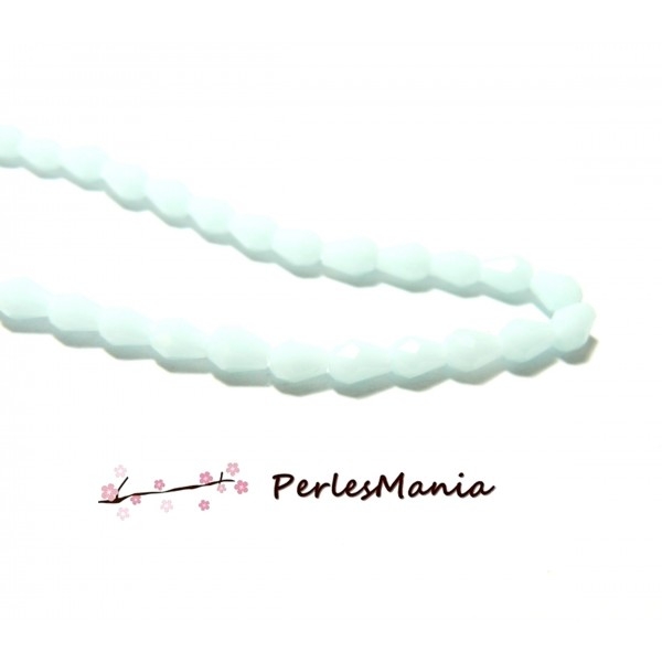 1 fil d'environ 100 perles à facettes Mini Goutte en verre 5x3mm Bleu Ciel H114241 - Photo n°1