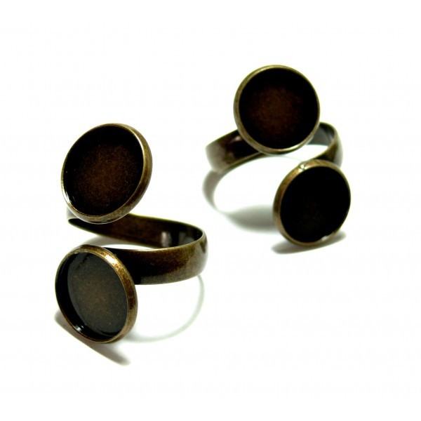 BN1126996B PAX 2 supports bague 12mm Double Cabochons metal couleur Bronze - Photo n°1