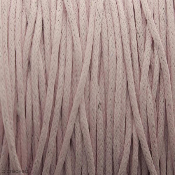 Fil de coton ciré - Rose clair - 1 mm - 100 m - Photo n°1