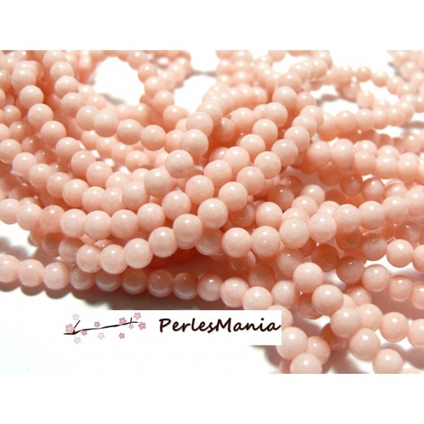 1 fil d'environ 98 perles Jade Mashan Rose Saumon pale 4mm H4XS22 - Photo n°1