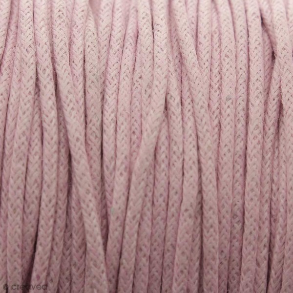 Fil de coton ciré - Rose clair - 2 mm - 100 m - Photo n°1