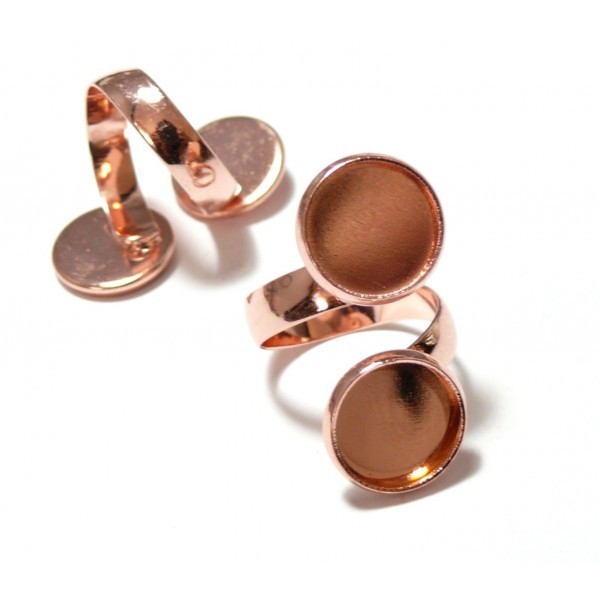 170420140753 PAX 5 supports bague 12mm Double Cabochons metal couleur Or Rose - Photo n°1