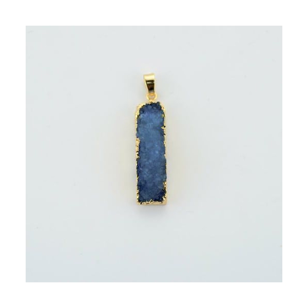 1pc Cristal Bleu Or Glaçon Colonne de Barre de Druzy de Glace Quartz Agate de pierre Naturelle Plaqu - Photo n°1