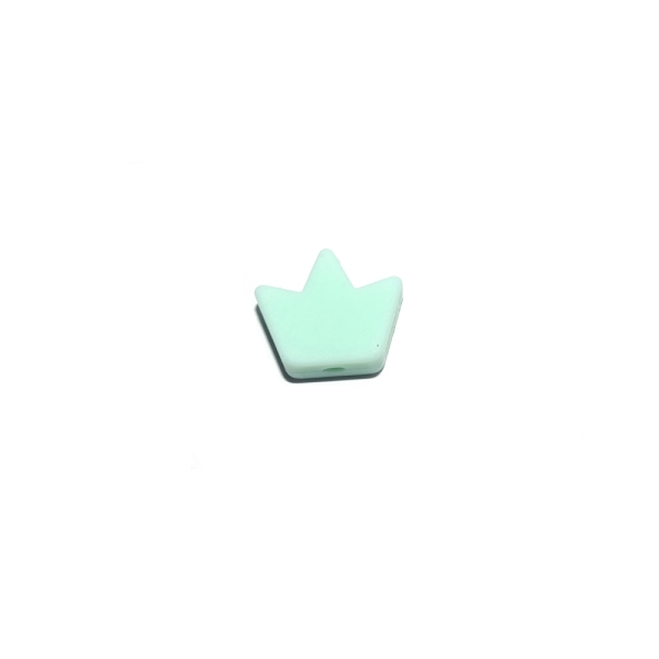 Perle couronne 14x17 mm en silicone vert menthe - Photo n°1