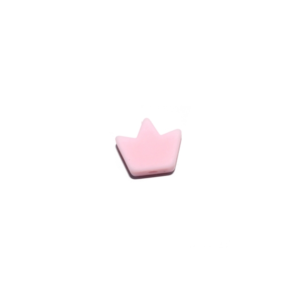 Perle couronne 14x17 mm en silicone rose - Photo n°1