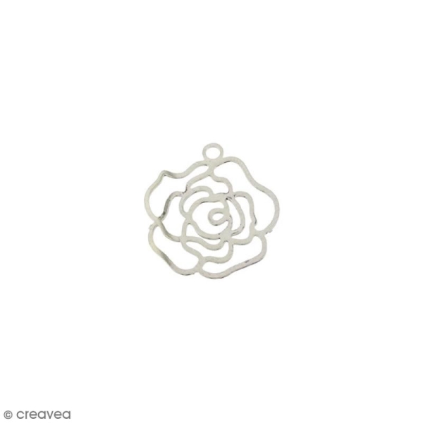 Estampe métal Petite rose argentée - 15 mm - Photo n°1