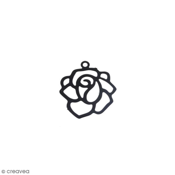 Estampe métal Petite rose noire - 15 mm - Photo n°1