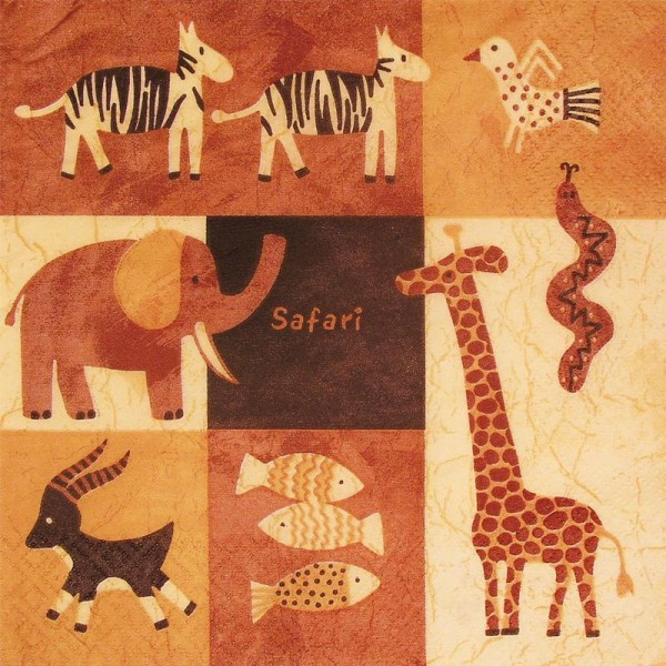 Serviette en papier Animaux Safari - Photo n°1
