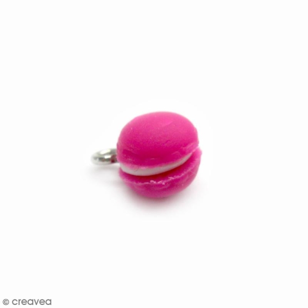 Mini breloque Macaron Rose fuchsia - 8,5 mm - Photo n°1