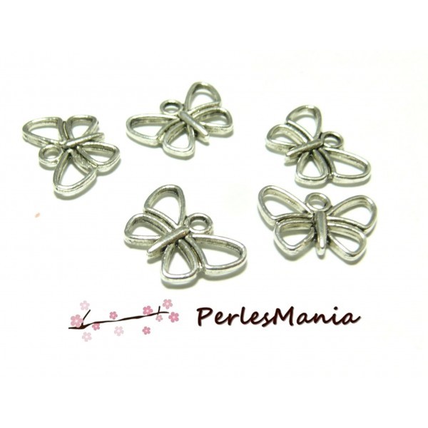 PAX 40 pendentifs Papillon Ajoures ref109 metal Argent Antique - Photo n°1