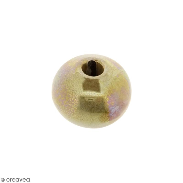 Perle ronde aplatie en céramique - Marron - 14 x 19 mm - Photo n°1
