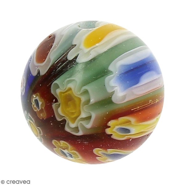 Perle de verre Millefiori Multicolore - 14 mm - Photo n°1