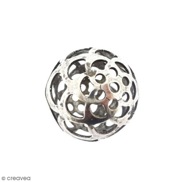 Perle en métal Ajourée - Argent vieilli - 21 mm - Photo n°1