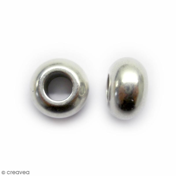 Perle métal lisse - Gris argenté vieilli - 8 x 4 mm - Photo n°1