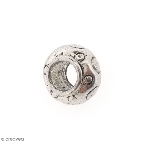 Perle rondelle en métal argentée - 8 x 6 mm - Photo n°1
