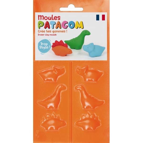 Moule 3 motifs Dinosaures - Patagom Eraser Clay moulds DTM Graine Créative 262452 - Photo n°1