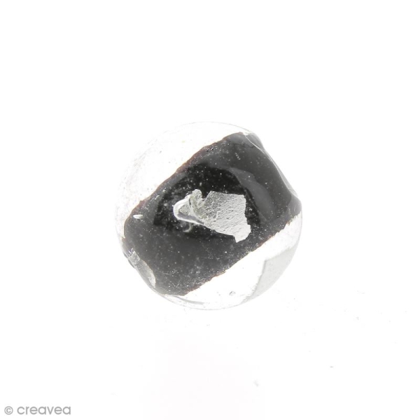 Perle verre argenté et noir - 16 mm - Photo n°2