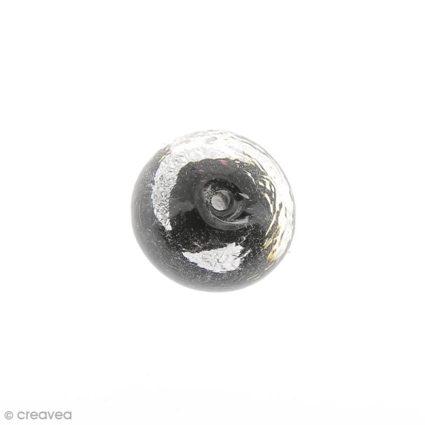 Perle verre argenté et noir - 16 mm - Photo n°1