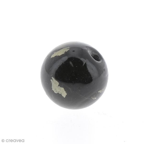 Perle verre gris et noir - 16 mm - Photo n°2