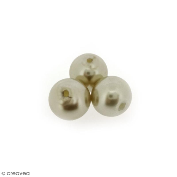 Perles en verre nacrées Beige clair - 10 mm - 10 pcs - Photo n°1