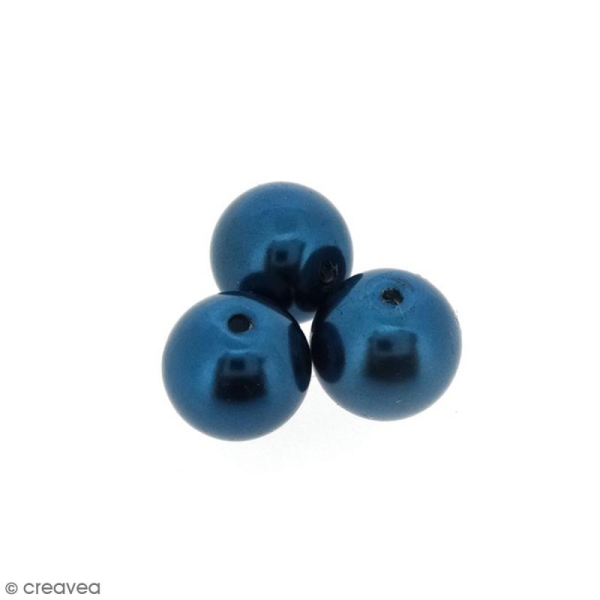 Perles en verre nacrées Bleu pétrole - 10 mm - 10 pcs - Photo n°1