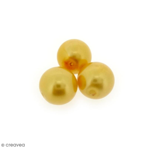 Perles en verre nacrées Doré jaune - 10 mm - 10 pcs - Photo n°1