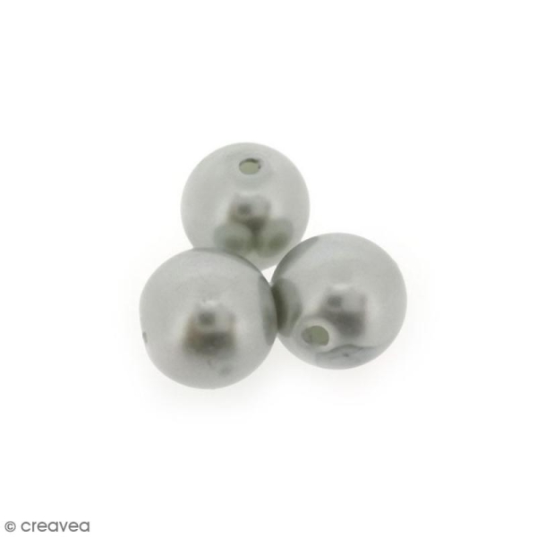 Perles en verre nacrées Gris argenté - 10 mm - 10 pcs - Photo n°1