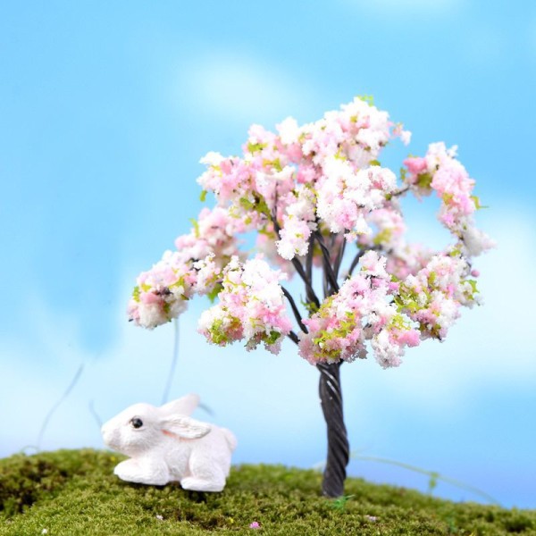 2pcs Prune Cerisiers Sakura Fleur de Fleur d'Arbre de Plantes Artificielles Arbres Miniatures, à l'I - Photo n°2