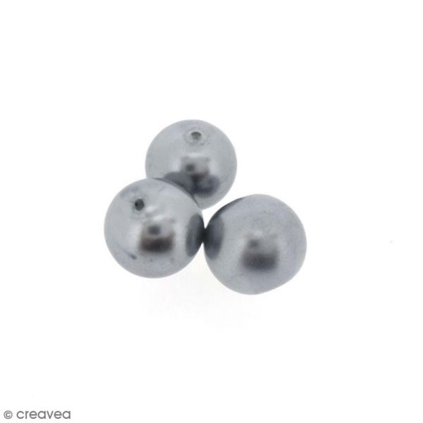Perles en verre nacrées Gris perle - 10 mm - 10 pcs - Photo n°1