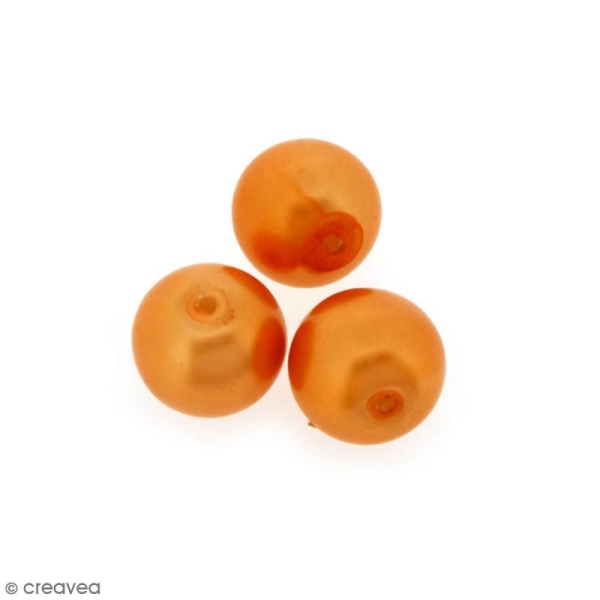 Perles en verre nacrées Orange - 10 mm - 10 pcs - Photo n°1