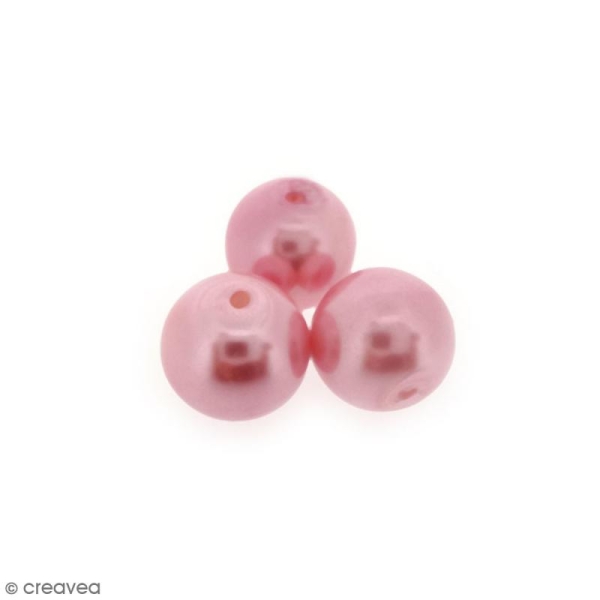 Perles en verre nacrées Rose - 10 mm - 10 pcs - Photo n°1