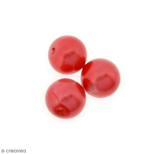 Perles en verre nacrées Rouge - 10 mm - 10 pcs - Photo n°1