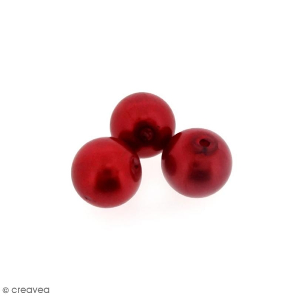 Perles en verre nacrées Rouge foncé - 10 mm - 10 pcs - Photo n°1