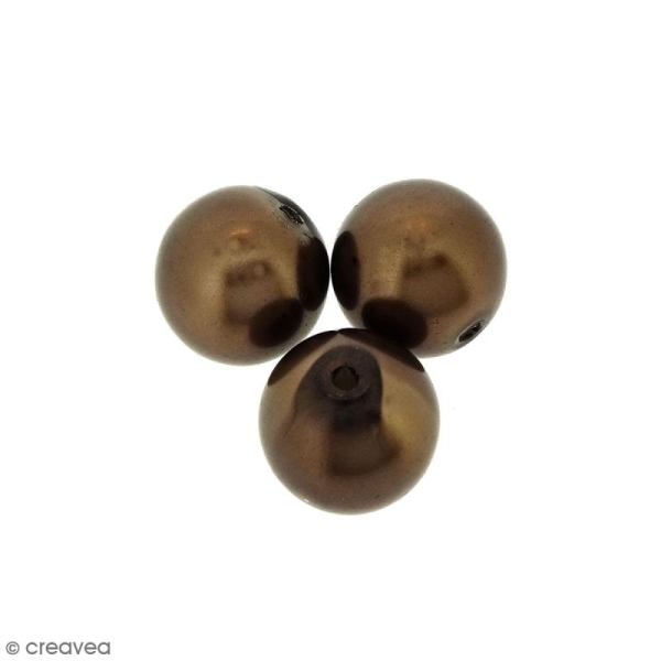 Perles en verre nacrées Brun tabac - 10 mm - 10 pcs - Photo n°1