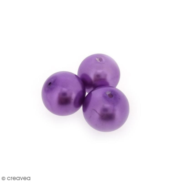 Perles en verre nacrées Violet - 10 mm - 10 pcs - Photo n°1