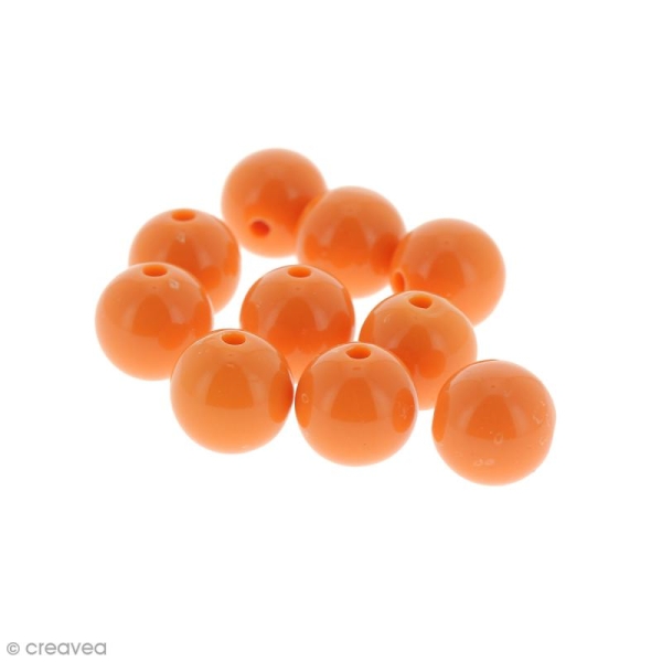 Perles acryliques Orange - 12 mm de diamètre - 10 pcs - Photo n°1