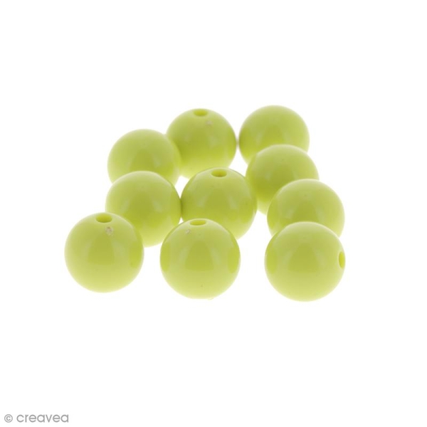 Perles acryliques Vert anis - 12 mm de diamètre - 10 pcs - Photo n°1