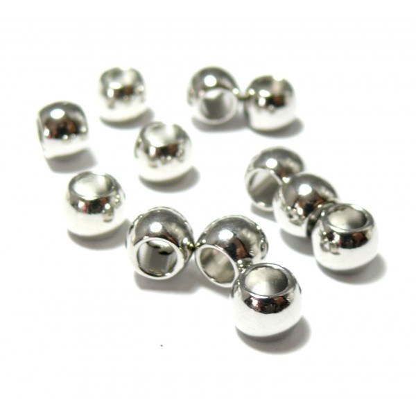 PS110125690 PAX 50 perles intercalaires 7mm trou 4mm metal couleur Argent Platine - Photo n°1