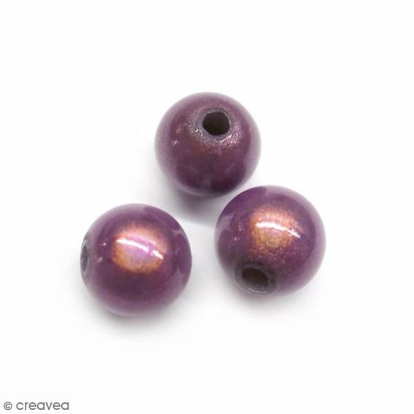 Perles magiques Violet prune - 8 mm - 10 pcs - Photo n°1