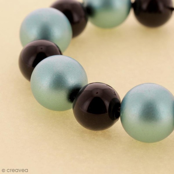 Perle nacrée - Bleu turquoise - 14 mm - 5 pcs - Photo n°2