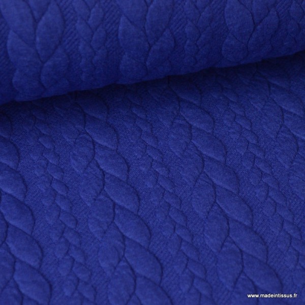 Tissu Jersey Torsadé coloris Bleu Royal - Photo n°1