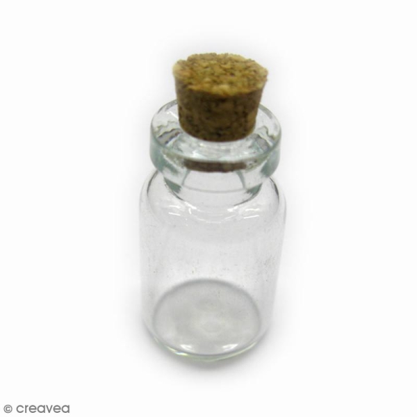 Mini flacon en verre avec bouchon liège - 23 x 13 mm - Photo n°1