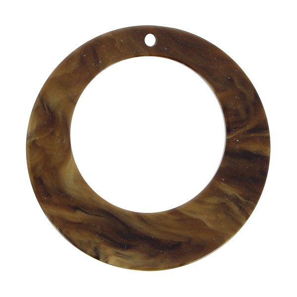 Pendentif marbré en acrylique - Cercle 4,5 cm - Marron foncé - 1 pce - Photo n°1