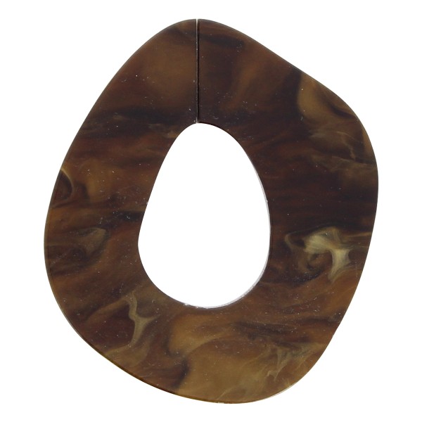 Maillon marbré en acrylique - Ovale 4,2 x 4,5 cm - Marron - 1 pce - Photo n°1