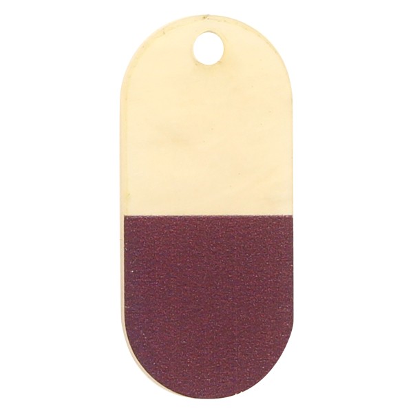 Pendentif Bicolore en acrylique - Ovale 1,7 x 3,8 cm - Marron et beige nacré - 1 pce - Photo n°1