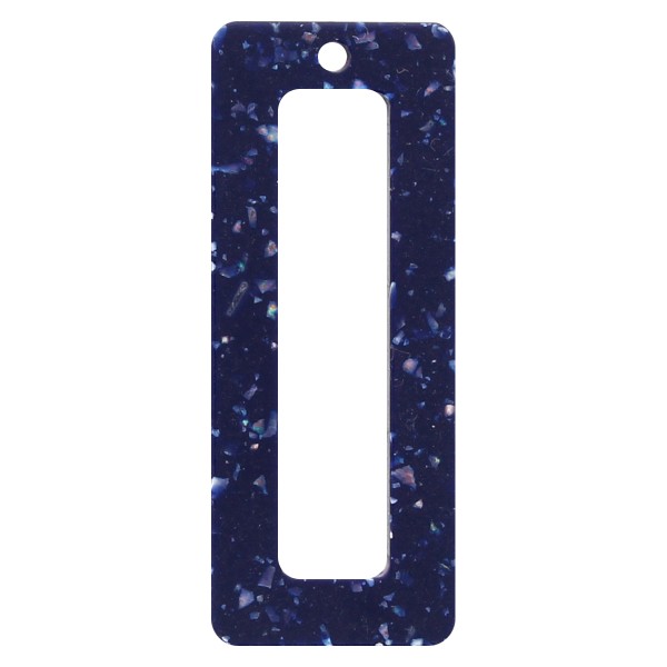 Pendentif effet granit en acrylique - Rectangle 2 x 5 cm - Bleu nuit - 1 pce - Photo n°1